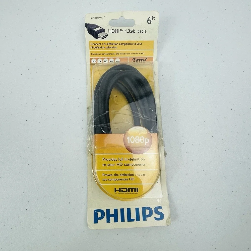 Philips Quality Hi Definition TV Cable 6 ft HDMI 1080P HDTV Open Box‎